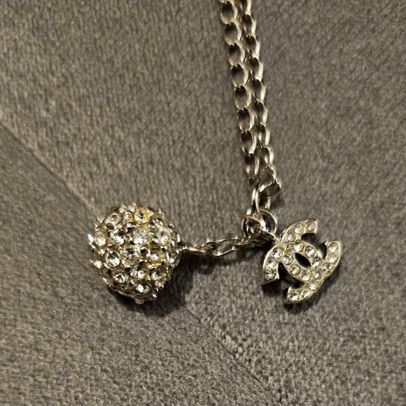 Chanel Necklace Rhinestone Logo and Disco Ball design Original - Picture 1 of 4